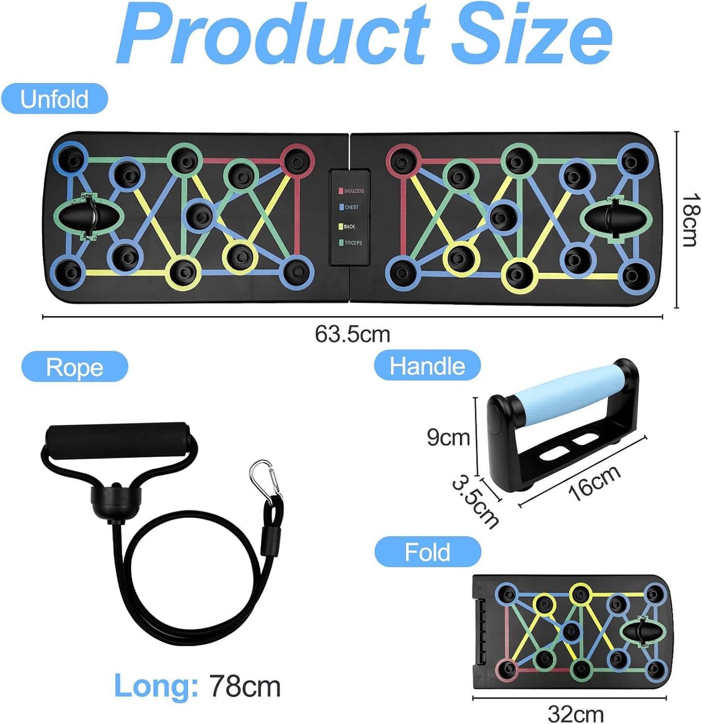 Traxenta Portable Planche Pompe, Planche Pompe Musculation avec Antiglisse Poignées, Planche Push Up, Push Up Board, Push Up Board Pliable avec 2 Bande de Résistance, Push Up Bar pour Muscles Exercice
