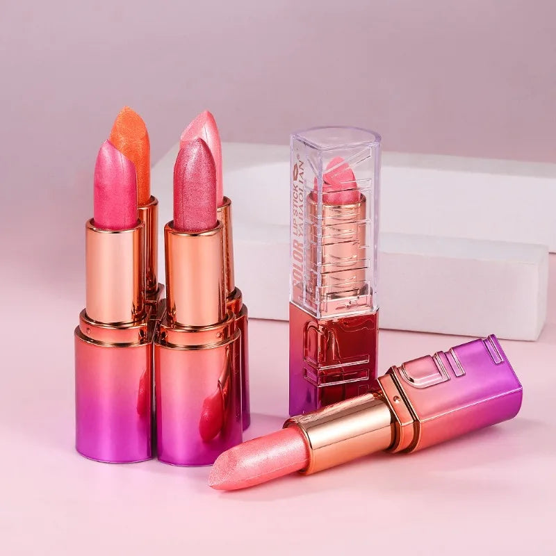 Pearlescent Rose Glitter Velvet Lipstick Moisturizing Crystal Long Lasting Jelly Shimmer Diamond Lip Plumper Gloss Tint Cosmetic