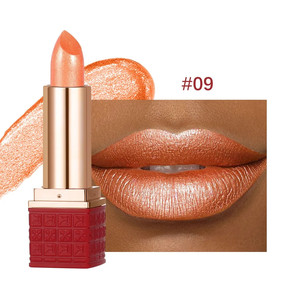 Pearlescent Rose Glitter Velvet Lipstick Moisturizing Crystal Long Lasting Jelly Shimmer Diamond Lip Plumper Gloss Tint Cosmetic